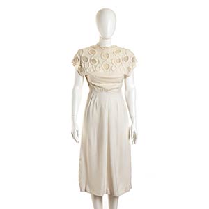 LINEN DRESS40sAn ivory linen dress, openwork ... 