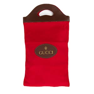 GUCCIWOOL AND LEATHER SHOPPING BAG80sA red ... 