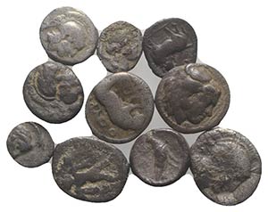 Magna Graecia, lot of 10 AR Fractions, to be ... 