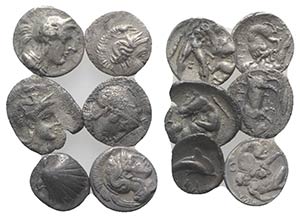Magna Graecia, lot of 6 AR Fractions, to be ... 