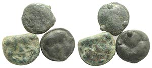 Sicily, Akragas, lot of 3 Cast Æ coins, to ... 