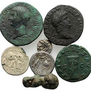 Mixed lot of 6 Æ and AR coins (Greek and ... 