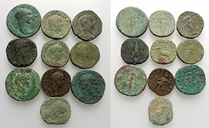 Lot of 10 Roman Imperial Æ Sestertii, to be ... 