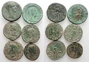 Lot of 6 Roman Imperial Æ coins, Hadrian, ... 