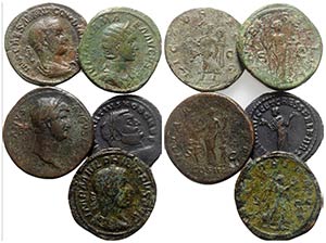 Lot of 5 Roman Imperial Æ coins, including ... 