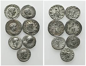 Lot of 7 Roman Denarii  and Antoninianii, to ... 