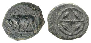 Sicily, Gela, c. 420-405 BC. Æ Onkia (12mm, ... 