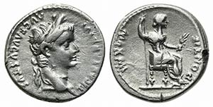 Tiberius (14-37). AR Denarius (19mm, 3.73g, ... 