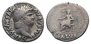 Nero (54-68). AR Denarius (19mm, 3.09g, 6h). ... 