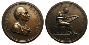 Luigi Galvani (1737-1798). Æ Medal 1803 ... 