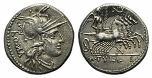 M. Tullius, Rome, 119 BC. AR Denarius (19mm, ... 