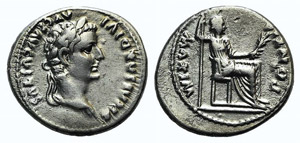 Tiberius (14-37). AR Denarius (18mm, 3.64g, ... 