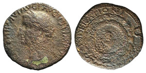 Tiberius (14-37). Æ Dupondius (28mm, ... 