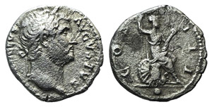 Hadrian (117-138). AR Denarius (16mm, 2.90g, ... 
