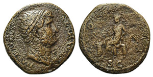 Hadrian (117-138). Æ Dupondius (28mm, ... 