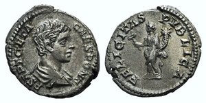 Geta (Caesar, 198-209). AR Denarius (18mm, ... 