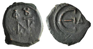 Justin II (565-578). Æ 5 Nummi (14mm, ... 