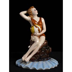 BATHER WITH BALLCeramic sculpture, maybe a ... 