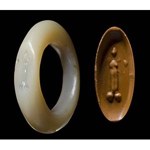 A roman chalcedony ring with engraved bezel. ... 