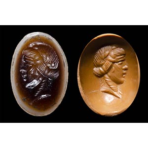A roman two-layers agate. Head of Bacchus. ... 
