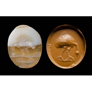 An italic banded agate intaglio.Ostrich. 2nd ... 