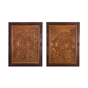 A PAIR OF BALINESE CARVED WOOD PANELS
mid ... 