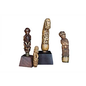 FOUR INDONESIAN IVORY AND BONE KRIS ... 