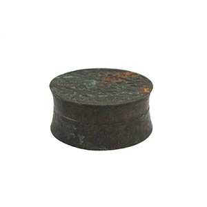 AN INDONESIAN BRONZE ROUND BOX AND ... 