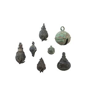 SEVEN INDONESIAN BRONZE RATTLES
The larger 5 ... 
