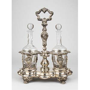 A French silver 950/1000 oil and vinegar set ... 