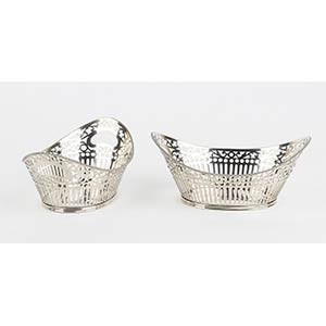 A pair of Dutch 835/100 silver basket - mid ... 