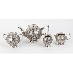 A Dutch 833/1000 silver four piece tea set - ... 