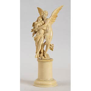 A French ivory figural group of Cupid and ... 