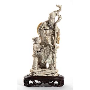 A Chinese ivory carving depicting a Sage - ... 
