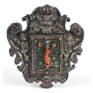 An italian coral carving with silver frame - ... 