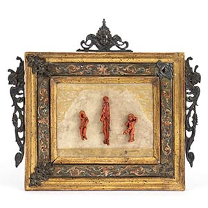 An italian coral carvings with wooden - ... 