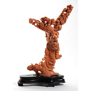 A Chinese coral carving of Shoulau ... 