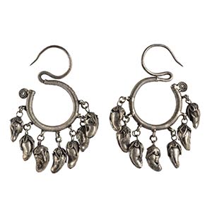 Silver earrings - Laos first half of 20th ... 