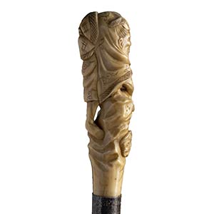An ivory  mounted walking stick ... 
