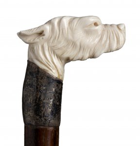 An ivory mounted walking stick cane - ... 