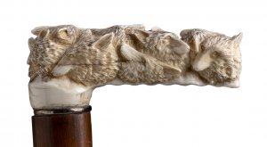 An ivory mounted  walking stick ... 