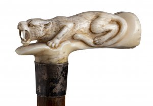 An ivory mounted walking stick cane - London ... 