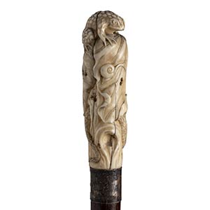 An ivory mounted walking stick cane - ... 