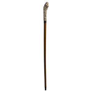 A bone mounted walking stick cane ... 