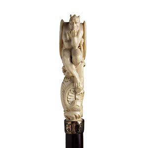 An ivory mounted walking stick cane - French ... 