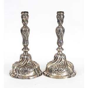 A pair of Italian silver candlesticks - ... 