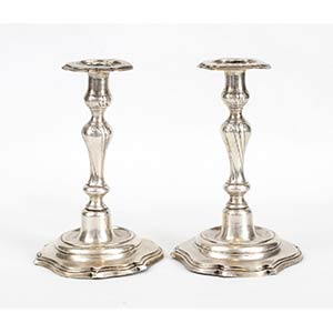 A pair of Italian silver candlesticks - ... 
