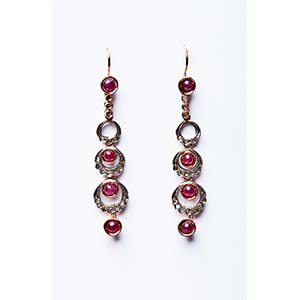 PENDANT EARRINGS WITH CABOCHON RUBIES  Pair ... 