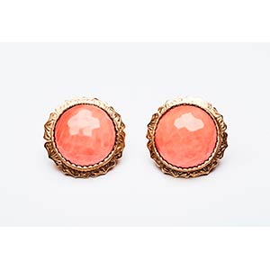 FACETED CORAL EARRINGS  Pair of handcrafted ... 