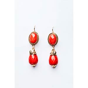 CORAL PENDANT EARRINGS  Pair of handcrafted ... 